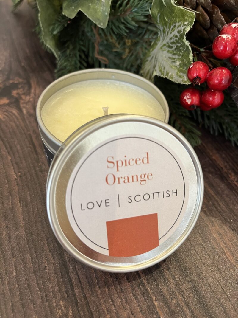 Spiced Orange Travel Tin candle by Love Scottish