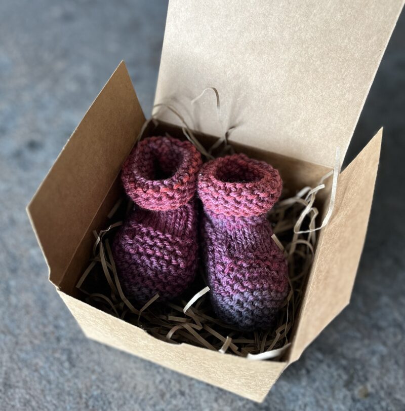 Scottish Heather Hand Knitted Baby Booties