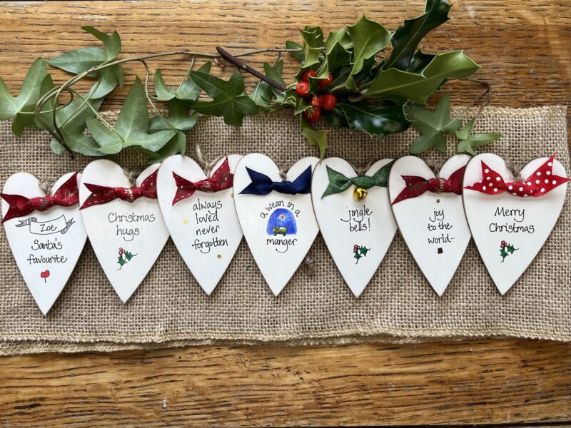 Classic Christmas Hearts Collection with Personalised Hearts Classic Christmas Hearts Collection with Personalised Hearts