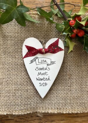 Personalised 'Santa's Most Wanted' Heart | Custom Gift